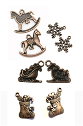 8 Piece Copper Christmas Charm Set