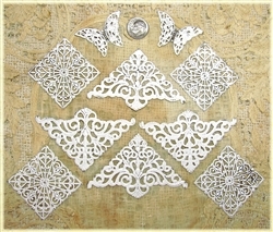 Shabby Paper Crafting Embellishments - White Filigree Metals