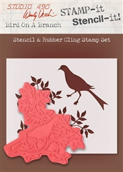 Stampers Anonymous Studio 490 Wendy Vecchi Stamp It Stencil It Bird on a Branch WVSTST023