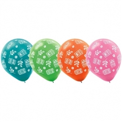 Tiki Printed Latex Balloons | Luau Party Supplies