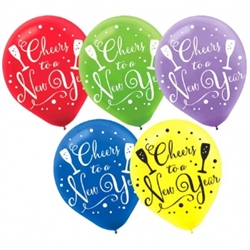 Cheers to a New Year Printed Latex Balloons - Jewel Tones