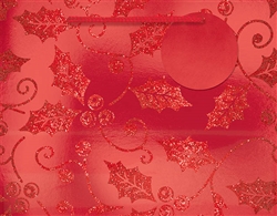 Red Holly Deluxe Foil w/Glitter Medium Bags | Party Supplies