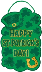 Happy St. Patrick's Day Large Sign w/Ribbon Hanger | Party decorations