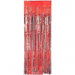 Red Metallic Fringed Table Skirt | Party Supplies