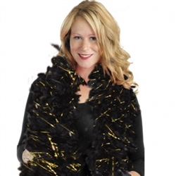 Black/Gold Hollywood Tinsel Feather Boa | Party Supplies