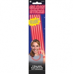 Red Glow Sticks, 5ct | Party Supplies