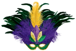 Deluxe Masquerade Feather & Sequin Mask | Mardi Gras Party Apparel