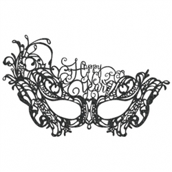 Happy New Year Lace Mask - Black | Party Supplies