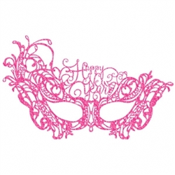 Happy New Year Lace Mask - Pink | Party Supplies