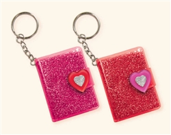 Valentine Glitter Vinyl Notebook Keychain | Valentines Day Keychian