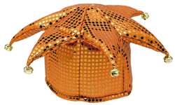Orange Sequined Jester Hat | Party Supplies