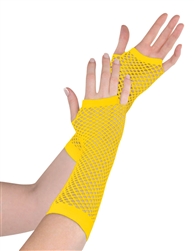 Yellow Fishnet Long Gloves | Party Supplies
