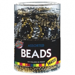 Let's Party Beads Necklaces - Black, Silver & Gold, 120ct. | Party Supplies