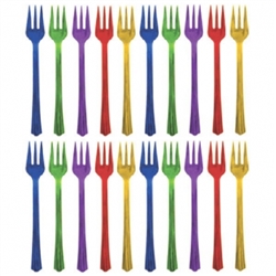Jewel Tone Plastic Cocktail Forks | Party Supplies