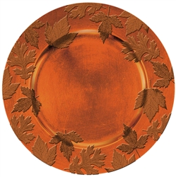 Round Embossed Charger - Orange | Party Supplies