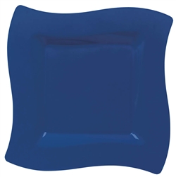 Wavy Square Blue Plastic Plates 10" | Party Supplies