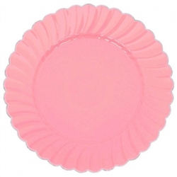 10" Pink Scalloped w/Metal Trim Plastic Plate | Party Supplies