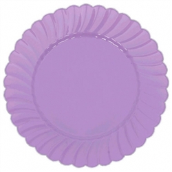 10" Lilac Scalloped w/Metal Trim Plastic Plate | Party Supplies