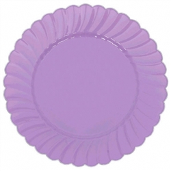 7" Lilac Scalloped w/Metal Trim Plastic Plate | Party Supplies