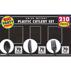 Jet Black Plastic Set | Party Supplies