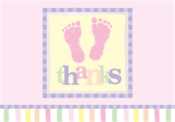 Footprints - Pink Thank You Cards | Party Supplies