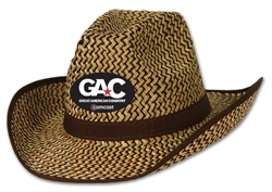 Custom Imprinted 2-Tone Western Hat with Brown Trim & Band