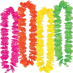Assorted Neon Silk 'N Petals Party Leis