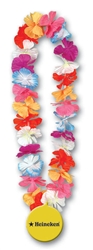 36" Silk 'N Petals Leis with Custom Imprinted Paper Medallion