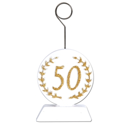 Gold Glittered "50" Photo/Balloon Holder