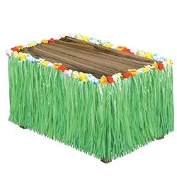 Artificial Grass Flowered Table Skirting