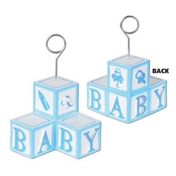 Light Blue Baby Blocks Photo/Balloon Holder