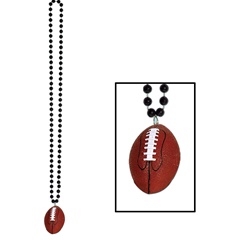 Black Beads with Football Medallion