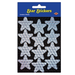 Silver Prismatic Star Stickers
