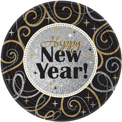 Sparkling New Year Round Prismatic Plates | New Year's Tableware