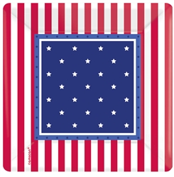 American Classic 7" Square Plates | Patriotic Tableware | 4th of July Party Supplies