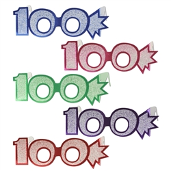 "100" Glittered Foil Eyeglasses
