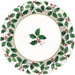 Seasonal Holly 6-3/4" Round Paper Plates | Party Supplies