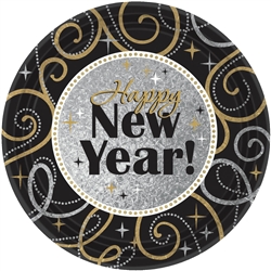 Sparkling New Year Round Prismatic Plates | New Year's Eve Tableware