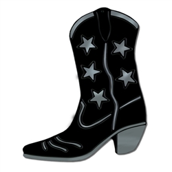 Black Foil Cowboy Boot Silhouette