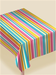 Multi Stripe Border Table Cover | Luau Party Supplies