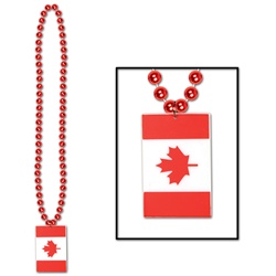 Beads with Printed Canadian Flag Medallion