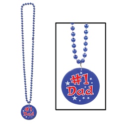 Beads with Printed #1 Dad Medallion