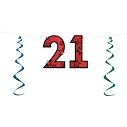 "21" Glittered Streamer