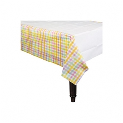 Colorful Gingham Stripes Paper Table Cover | Party Supplies