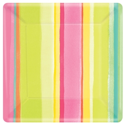 Sunny Stripe 10" Square Plates | Party Supplies