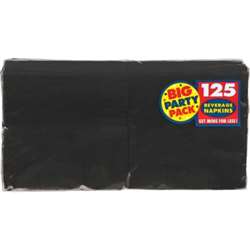 Jet Black Beverage Napkins 125 ct | Party Supplies