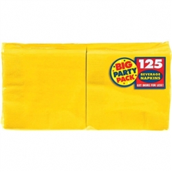 Yellow Sunshine 2-Ply Beverage Napkins - 125ct. | Party Supplies