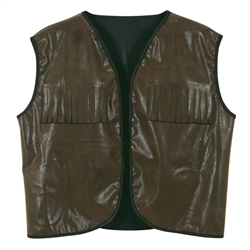 Faux Brown Leather Cowboy Vest with Fringe