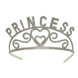 Silver Glittered Princess Tiara