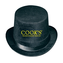 1-Color Direct Imprint B/W Felt Top Hat | Party Supplies